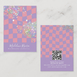 Cartão De Contato Placa de exibição do Groovy Purple Earring