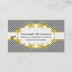 Cartão De Contato Placa de Mamãe Personalizada com Verificação Preta
