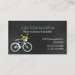 Cartão De Contato Placa de Mamãe Personalizada de Bicicleta Verde B