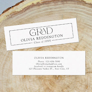 Cartão De Contato Placa de nome de Formando minimalista preto