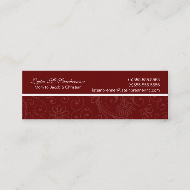 Cartão De Contato Placas de Mamãe Elegante (Frente)