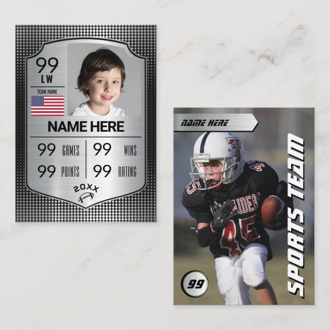 Cartão De Contato Placas para jogadores de futebol do Silver Shield (Frente/Verso)