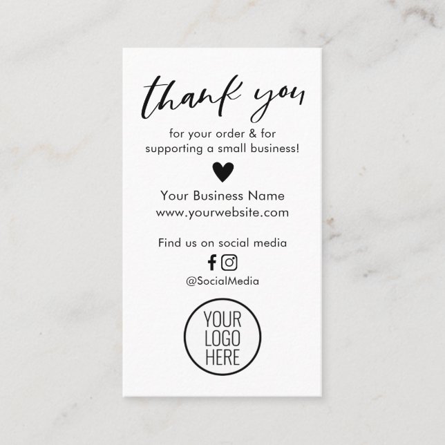 Cartão De Contato Preto e Branco Obrigado pelas suas cartas de pedid (Frente)