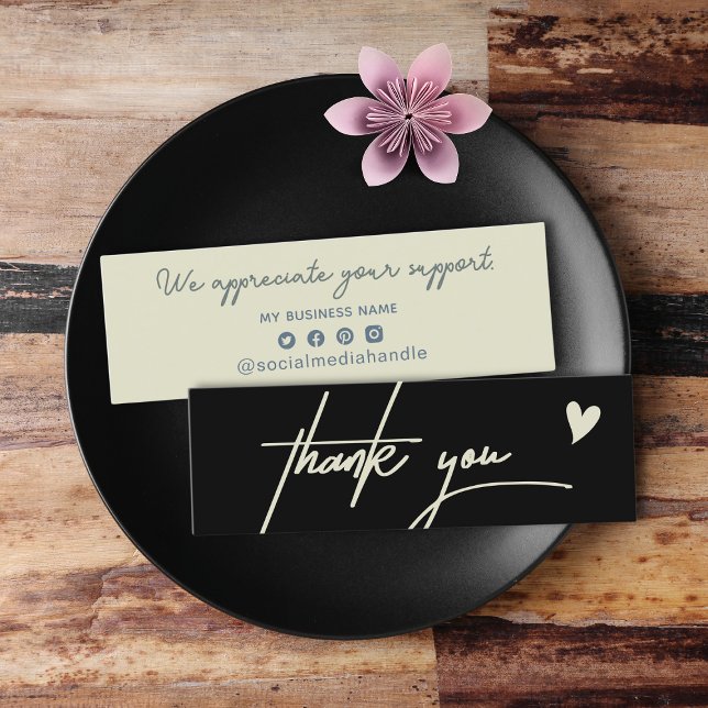Cartão De Contato Preto Moderno Obrigado Por Comprar Pequenas Empres (Modern Black Thank You For Shopping Small Business Calling Card)