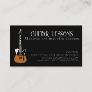 Cartão De Contato Professor de Guitarra   Aulas de Elétrica e Acústi