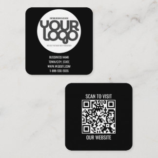 Cartão De Contato QR Code Customizable Modern Black Business Card