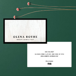 Cartão De Contato Quic Black Border White Wood Professional