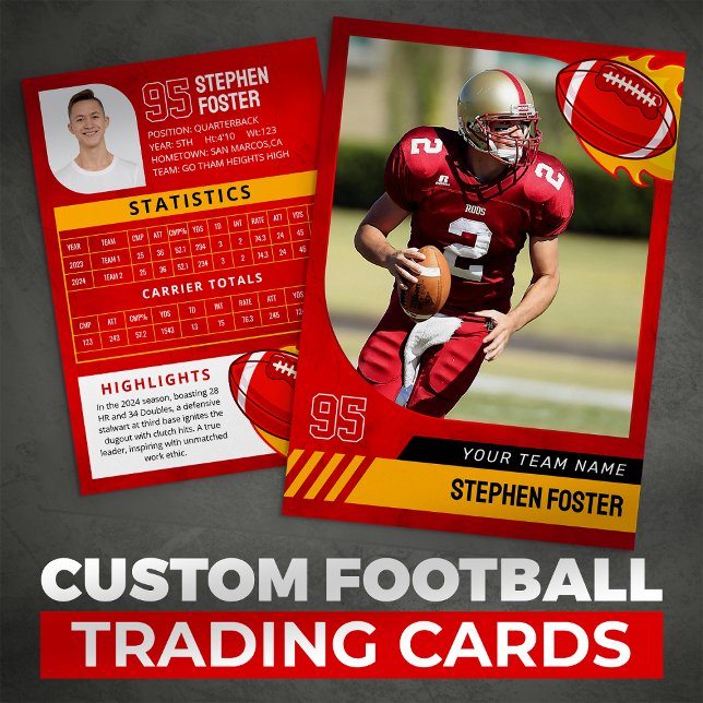 Cartão De Contato Red Football Trading Card Sports Player Foto: (Criador carregado)