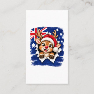 Cartão De Contato Rena de Natal Australiana