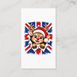 Cartão De Contato Rena de Natal Britânica