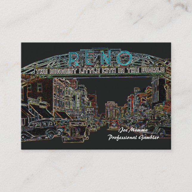 Cartão De Contato Reno Nevada Professional Gambler ou Qualquer Profi (Frente)