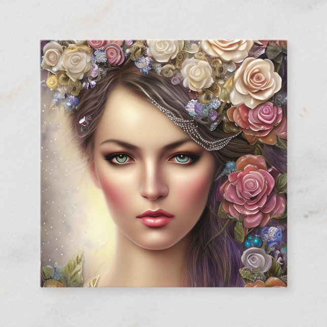 Cartão De Contato Retrato da Boho com Cheio brilhante (Frente)