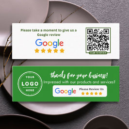 Cartão De Contato Revisão de Negócios do Google Verde Minimalista