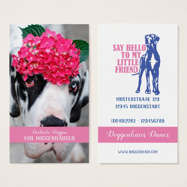 Cartão de Contato Rosa Hydrangea Great Dane Femini (Frente & Verso)