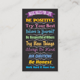 Cartão De Contato Rules for Life Inspirational Card