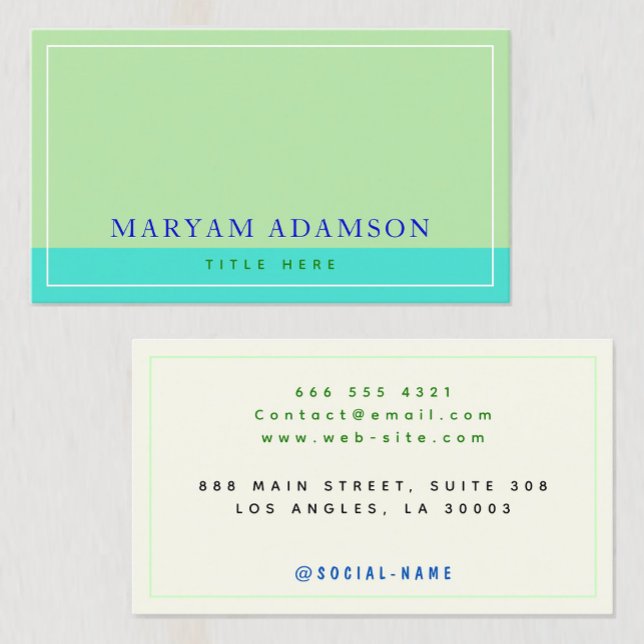 Cartão De Contato (Sage Green, Turquesa, Marfim) Fronteira Elegante (Elegant modern calling card
Sage green turquoise ivory design
Simple border business card)