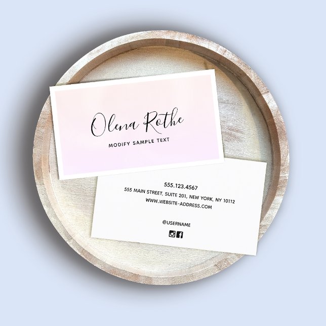 Cartão De Contato Script de Assinatura do Ombro Rosa Profissional (Criador carregado)