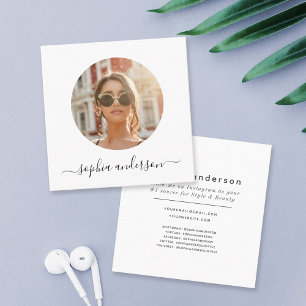 Cartão De Contato Script de Mídia Social de Fotos Simples Moderna