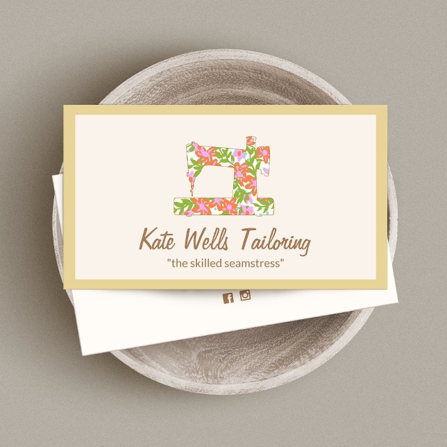 Cartão De Contato Seamstress Máquina Floral de Serradura (Criador carregado)