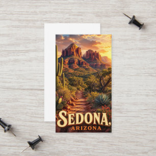 Cartão De Contato Sedona Arizona Pôr do Sol Rocha Vermelha Deserto V