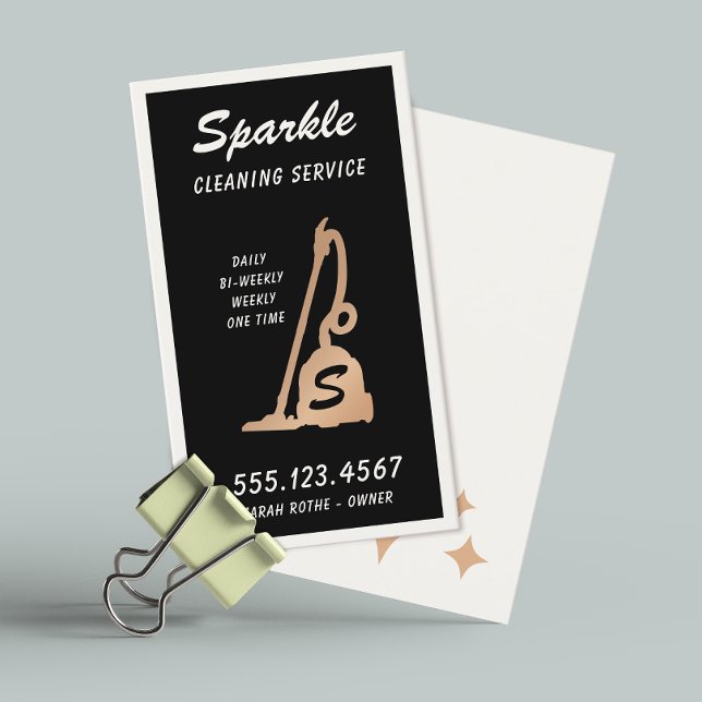 Cartão De Contato Serviço de assistência doméstica retrô, preto (Criador carregado)