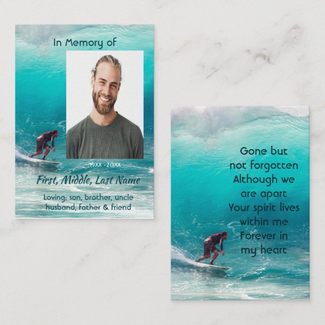Cartão De Contato Serviço Memorial Ondas de Surf Água (Frente/Verso)