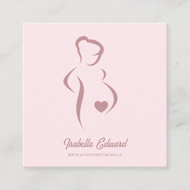 Cartão De Contato Soft Pink Maternity Doula Identity Illustration (Frente)