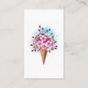 Cartão De Contato Sorvete Waffle Rosa Sakura Cone