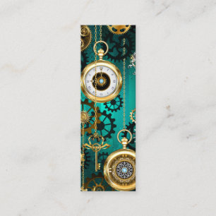 Cartão De Contato Steampunk Jewelry Watch em um fundo verde