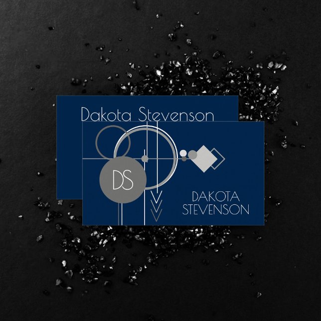 Cartão De Contato Tattoos Line Art | Cinza Azul Marinho Personalizad (Criador carregado)