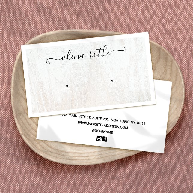 Cartão De Contato Tela Chic White Wood Earring (Criador carregado)