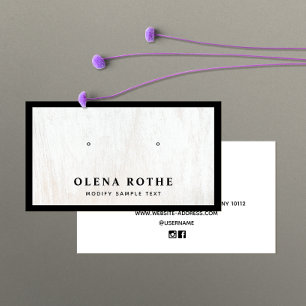 Cartão De Contato Tela de borda preta de madeira branca