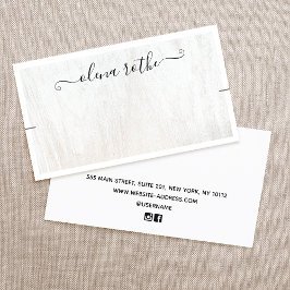 Cartão De Contato Tela do colar de madeira branca Chic