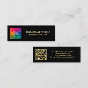 Cartão De Contato Texto personalizado Código QR Modelo Black Dourado