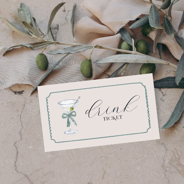 Cartão De Contato Tini Bit Antigo | Martini Themed Drink Ticket (Criador carregado)