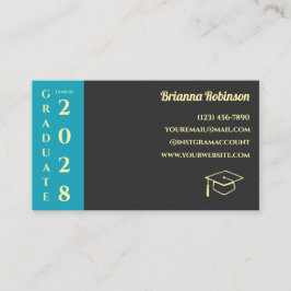 Cartão De Contato Turquoise Photo Modern Graduation Name Card