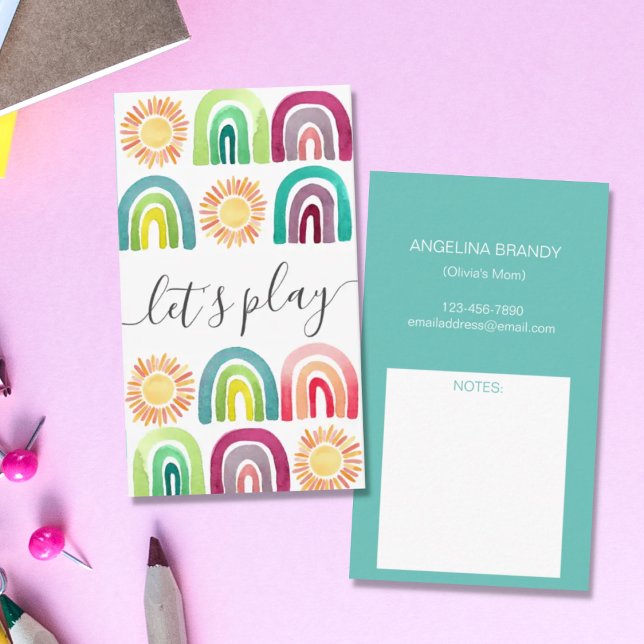 Cartão De Contato Vamos Boho Reproduzir Mamãe Rainbow & Suns Playdat (Criador carregado)