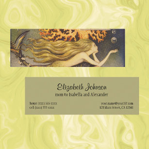 Cartão De Contato Vintage Fairy Tale, Pequena Sereia no Oceano Coral