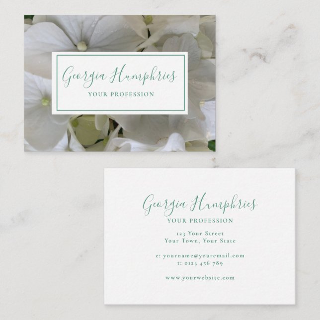 Cartão De Contato White Floral Classic Business Card (Frente/Verso)