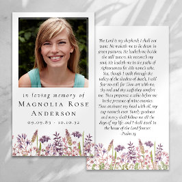 Cartão De Contato Wildflower In Loving Memory Memorial Prayer Card