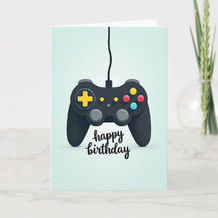 Cartão de Controle de Jogo de Aniversário Divertid
