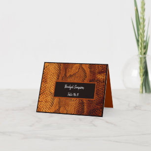 cartão de convidado de casamento de pele de cobra