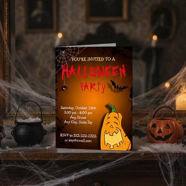 Cartão de Convidado para Festa de Abóbora Divertid (Criador carregado)