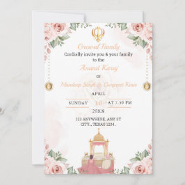 Cartão de Convite Anand Karaj, Casamento Sikh