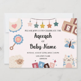 Cartão de Convite Aqeeqah Aqiqah Editável Instantâ