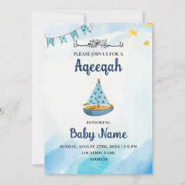 Cartão de Convite Aqeeqah Aqiqah Editável Instantâ