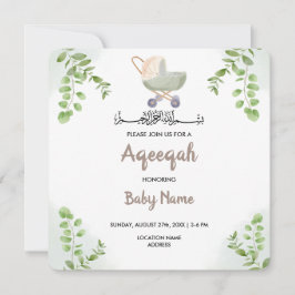 Cartão de Convite Aqeeqah Chic Moderno Instantâneo