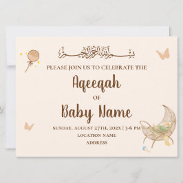 Cartão de Convite Aqeeqah Neutro Chic Editável