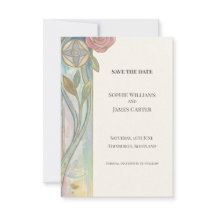 Cartão de Convite Art Nouveau de Tulipa Pastel