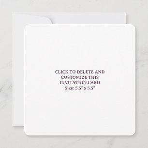 Cartão de Convite Branco Personalizado 5.5" x5.5" 